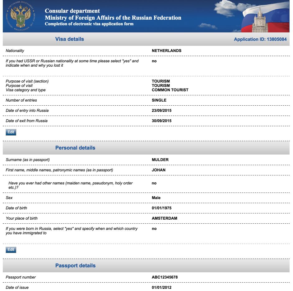 Fill in Russian Visa Application Form in the Netherlands - Dutch citizens 9