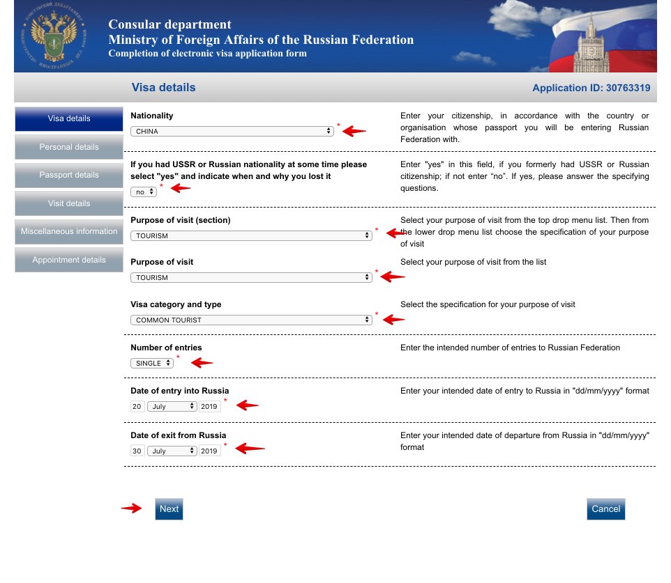 Fill in Russian Visa Application for Chinese Citizen 4
