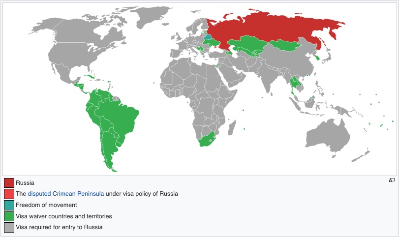 Países com isenção de visto russo