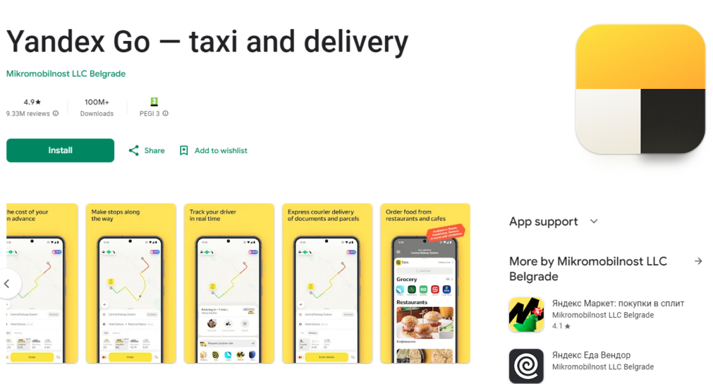 Yandex Go - App for booking taxi in Russia